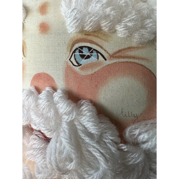 Hand Painted By Lilly Santa Face Holiday Pillow Christmas Decor Vintage 13” HTF - Picture 9 of 16